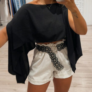 Women's Off Shoulder Convertible Crop Top Casual Multi Wear Slit Blouse with Bandeau