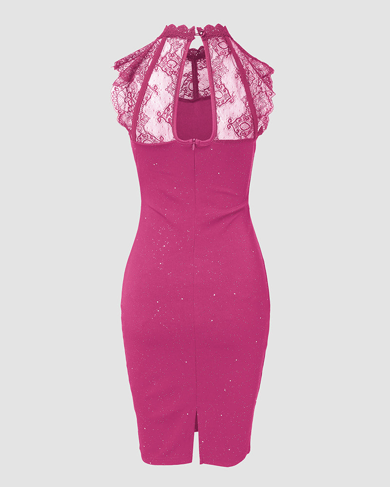 Glitter Contrast Lace Party Dress - Image 18