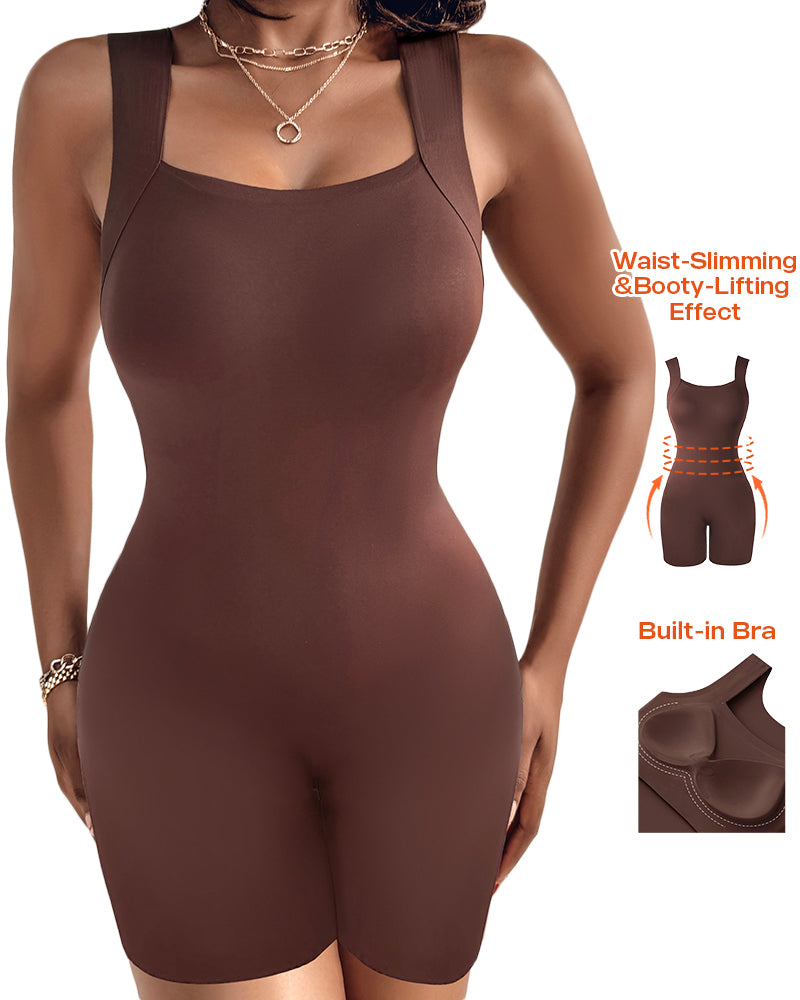 Seamless Square Neck Sleeveless Tank Top Tummy Control Bodysuit Romper - Image 13