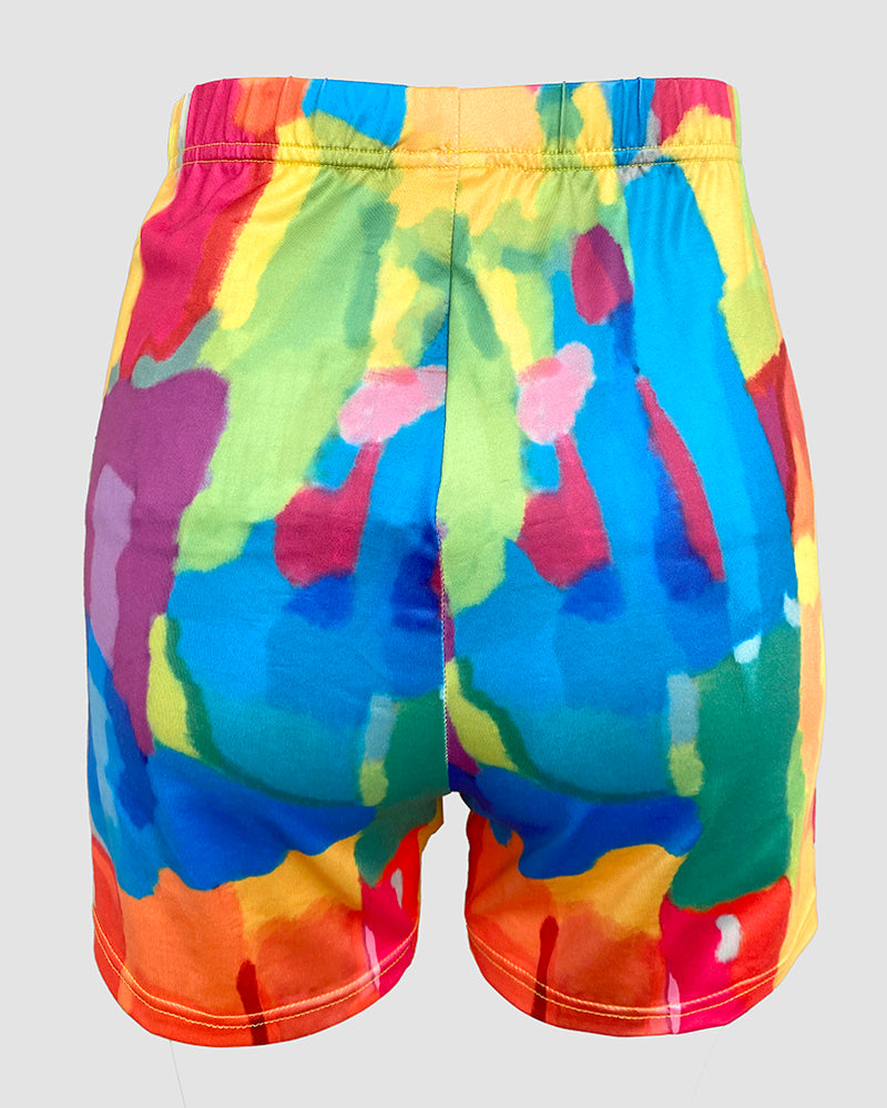 Women's 2 Piece Set Nope Not Today Slogan Half Sleeve Tee and Tie Dye Slim Fit Biker Shorts Set - Image 8