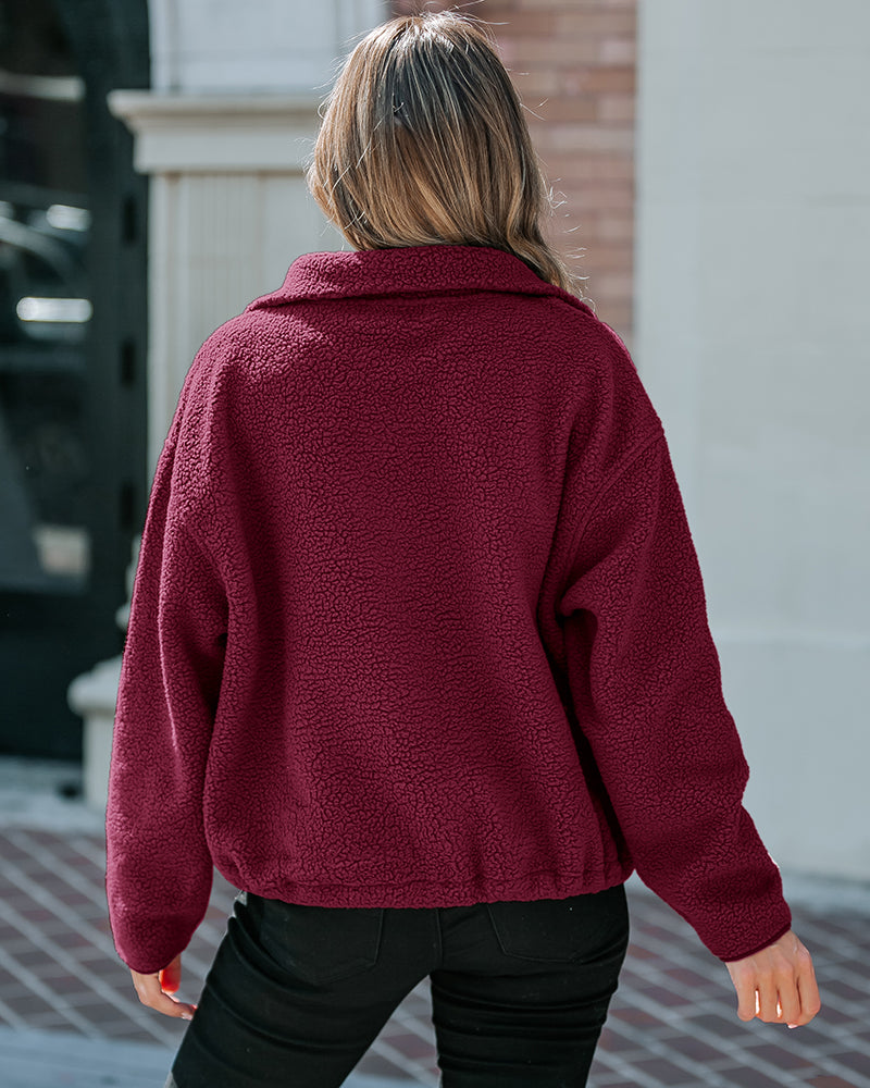 Stand Collar Zipper Design Casual Sweatshirt - Image 15