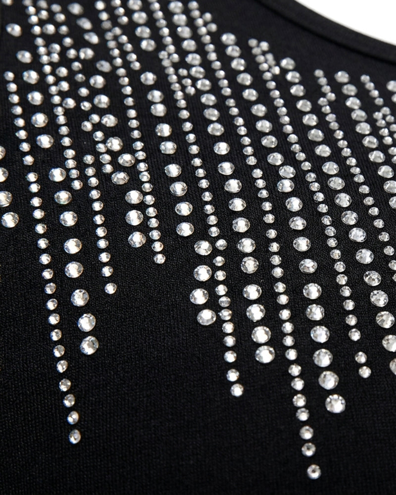 Women's Rhinestone U-Neck Maxi Dress Slim Fit Bodycon Sleeveless Long Knit Dress Elegant Evening Party Dress - Image 6