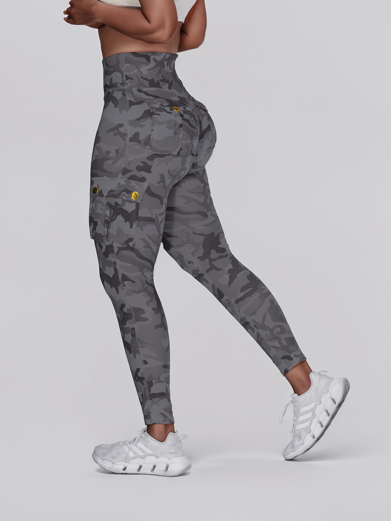 Camouflage Print High Waist Skinny Leggings with Cargo Flap Pockets Casual Pants - Image 17