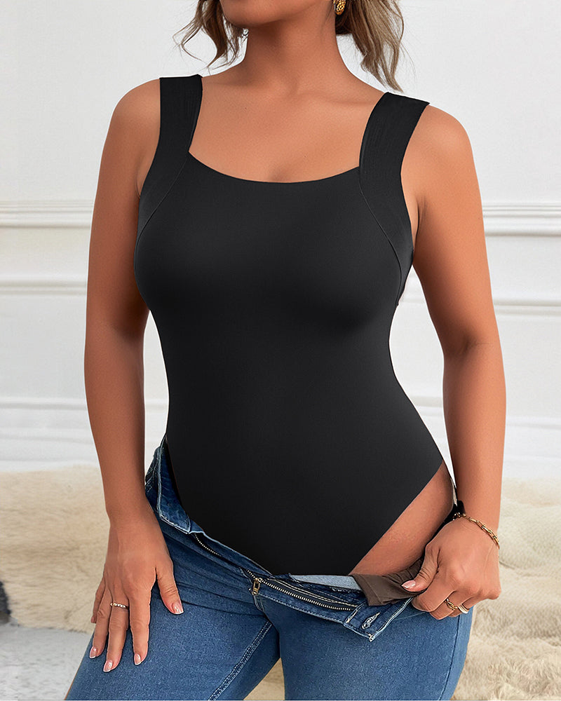 Chicme Contourx U Neck Shapewear Built In Bra Sleeveless High Strechy Slim Fit Tank Bodysuits - Image 14