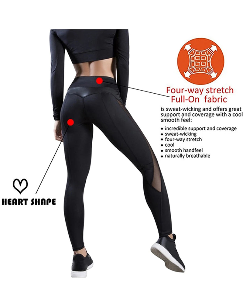Sheer Mesh High Waist Tummy Control Butt Lift Elasticity Sporty Leggings Causal Active Pants - Image 3