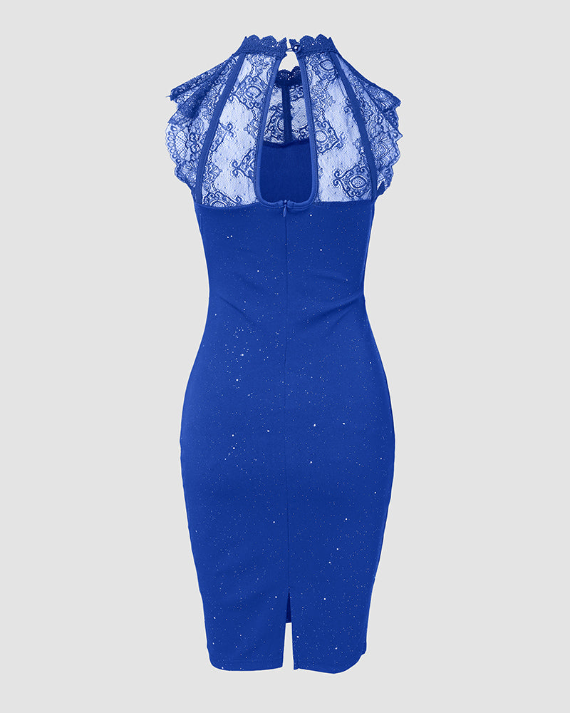 Glitter Contrast Lace Party Dress - Image 12