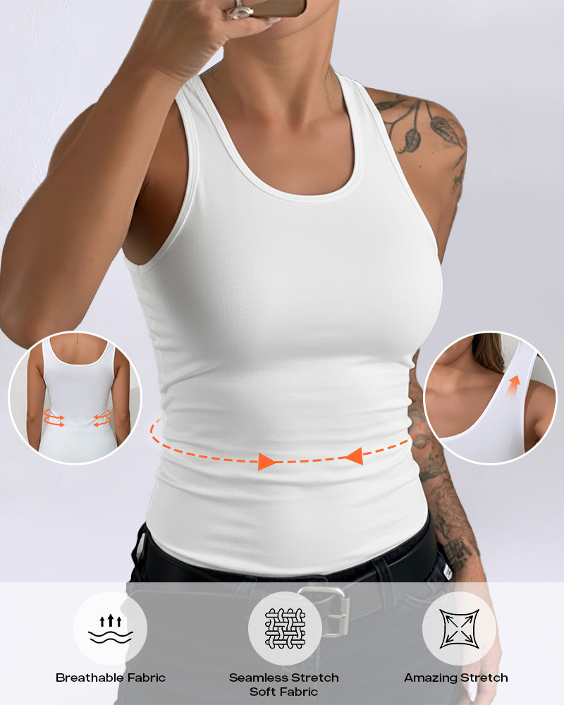 Women U-Neck Tummy Control Compression Tank Top Seamless Camisole Body Shaper Tanks for Women - Image 7