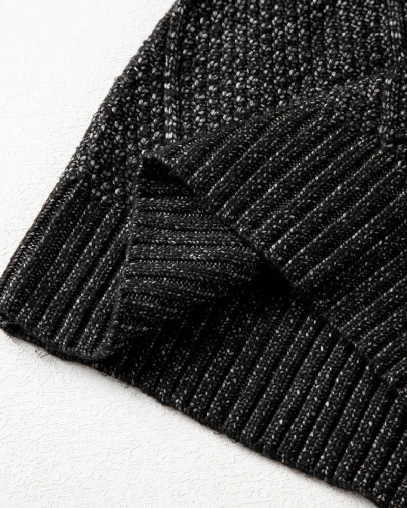Round Neck Long Sleeve Drop Shoulder Pullover Sweater Casual Loose Fit Cable Knit Mid Length Sweater - Image 14