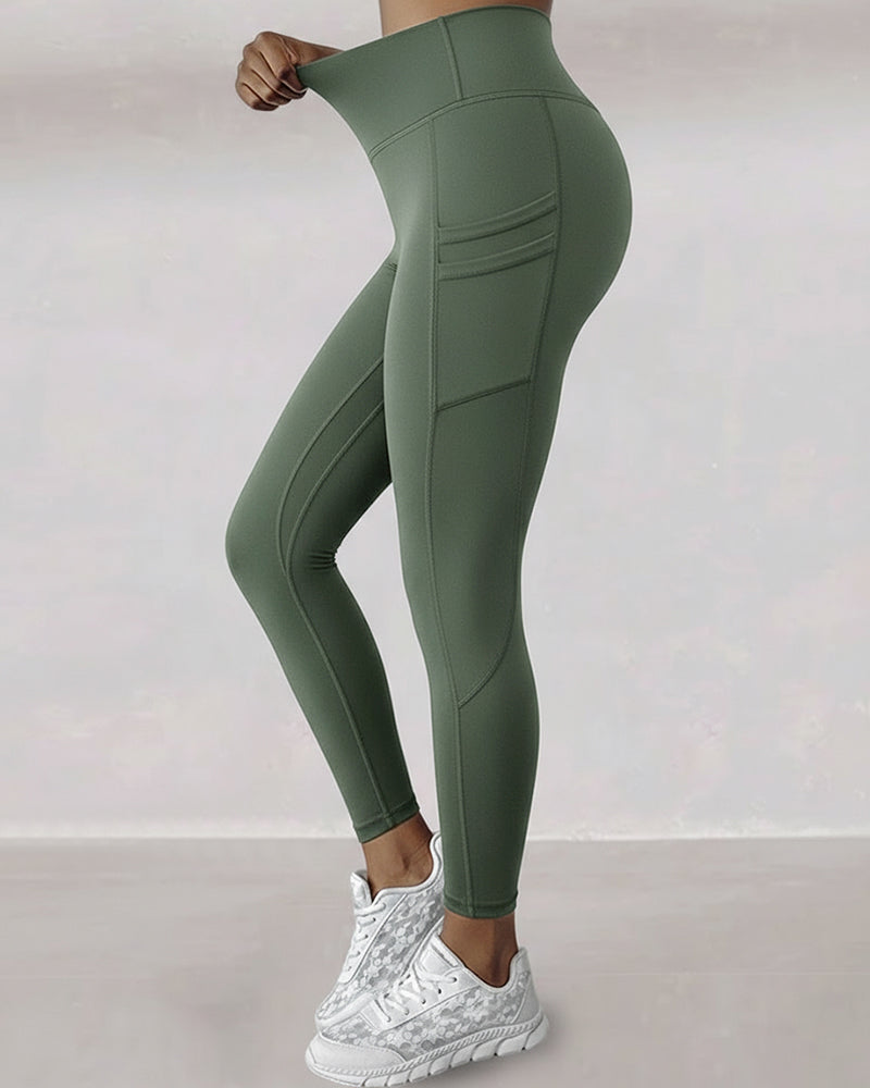 Winter Warm High Waisted Workout Athletic Leggings Tummy Control Butt Lifting Ultra Soft Thermal Lined Yoga Pants Women's Sportswear with Stacked Slit Pockets On Side - Image 16