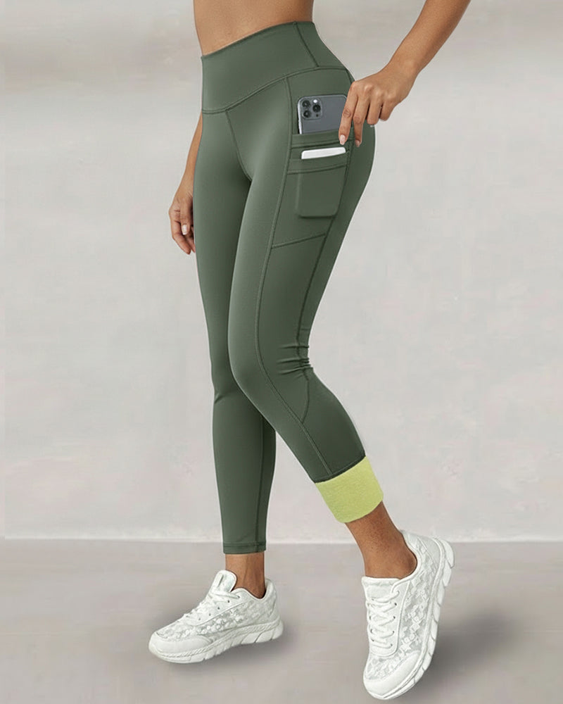 Winter Warm High Waisted Workout Athletic Leggings Tummy Control Butt Lifting Ultra Soft Thermal Lined Yoga Pants Women's Sportswear with Stacked Slit Pockets On Side - Image 15
