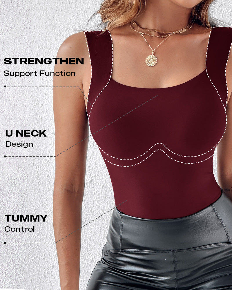 Chicme Contourx 2 Piece U Neck Shapewear Built In Bra Tank High Strechy Sleeveless Slim Fit Tops Camisole - Image 25