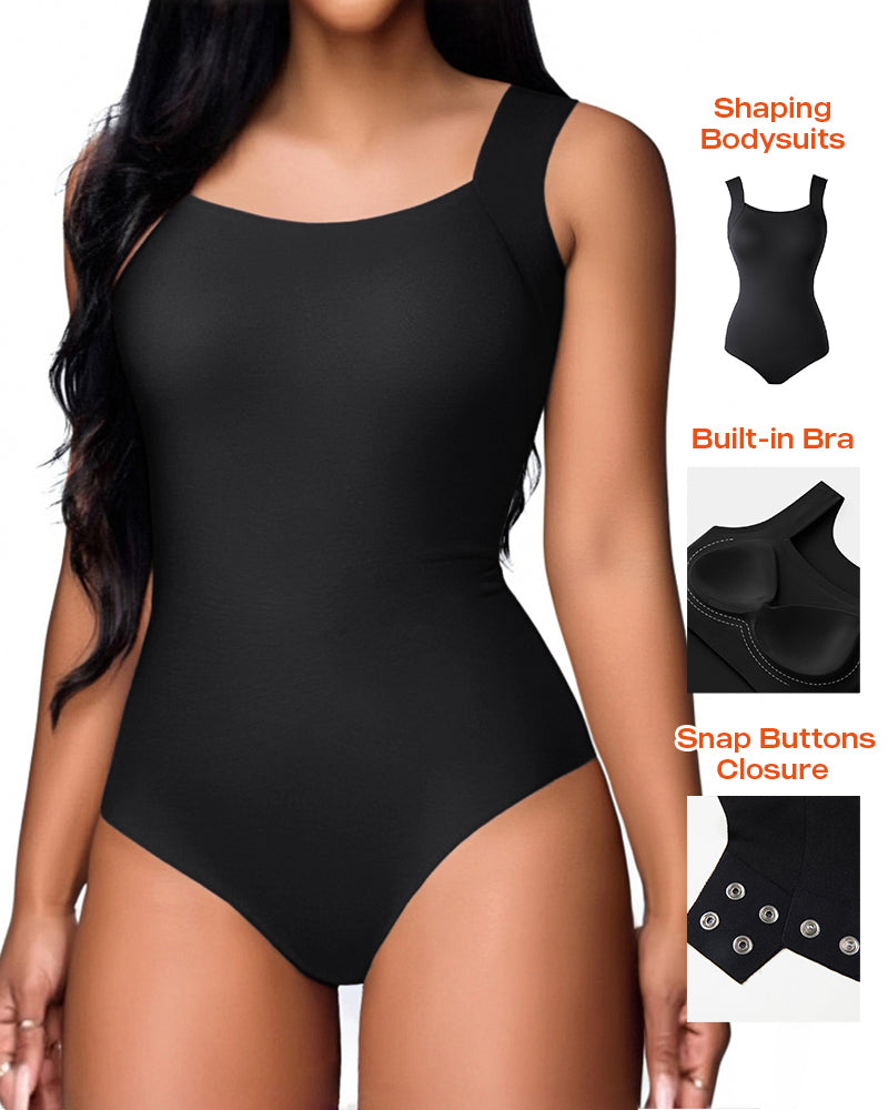 Chicme Contourx U Neck Shapewear Built In Bra Sleeveless High Strechy Slim Fit Tank Bodysuits - Image 10