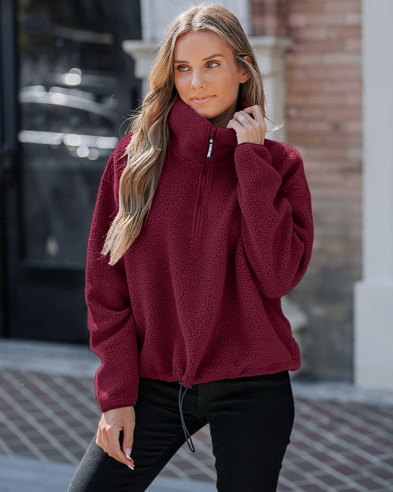 Stand Collar Zipper Design Casual Sweatshirt - Image 18