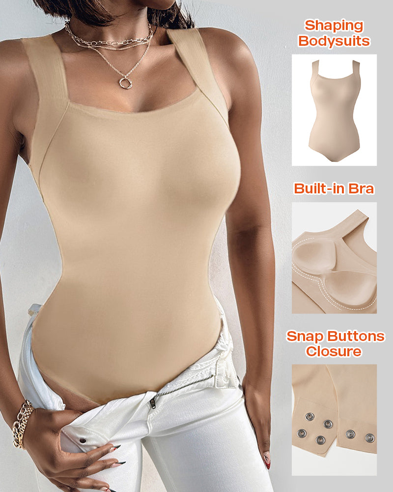 Chicme Contourx U Neck Shapewear Built In Bra Sleeveless High Strechy Slim Fit Tank Bodysuits - Image 17