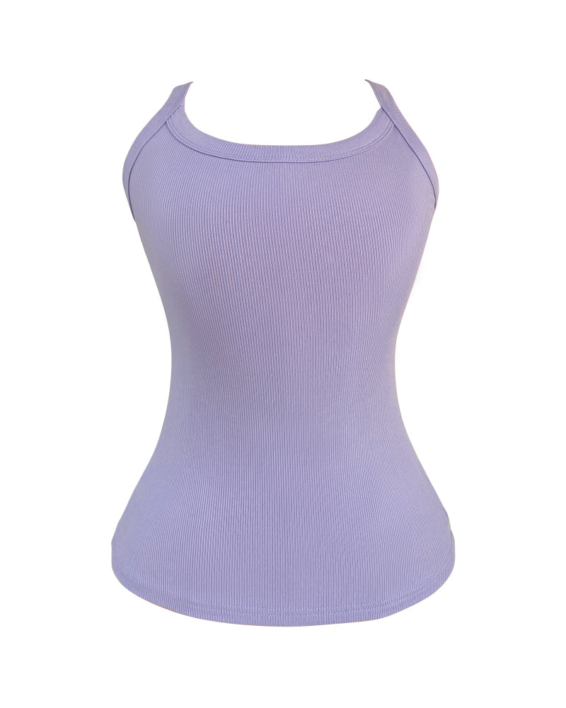 Scoop Neck Spaghetti Strap Ribbed Top Casual Sleeveless Slim Fit Tank - Image 29