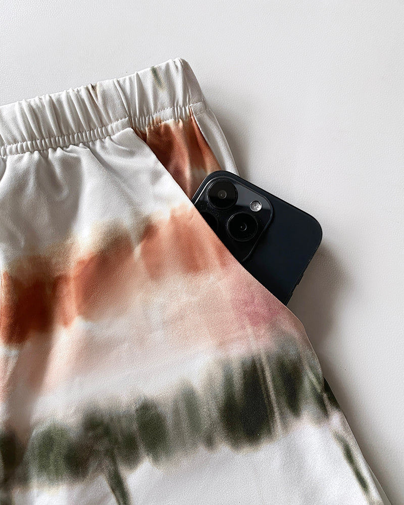 2 Pieces Outfit Graphic Pattern Short Sleeve Top and Casual Tie Dye Print Pants Set - Image 3