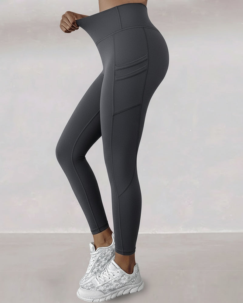Winter Warm High Waisted Workout Athletic Leggings Tummy Control Butt Lifting Ultra Soft Thermal Lined Yoga Pants Women's Sportswear with Stacked Slit Pockets On Side - Image 23