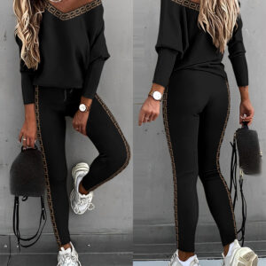 Geo Tape Patch Gigot Sleeve Top & Pants Set
