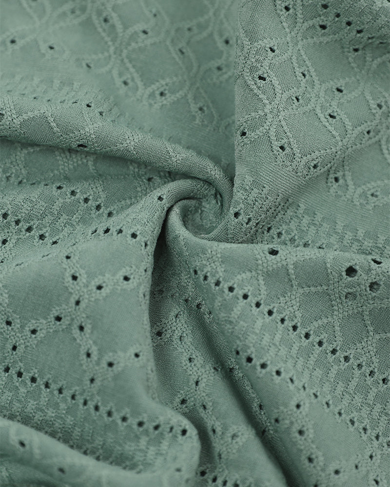 Sleeveless Ruched Cinched Waist Draped Bandeau Dress Eyelet Embroidery Slit Asymmetrical Hem Vacation Dress - Image 14