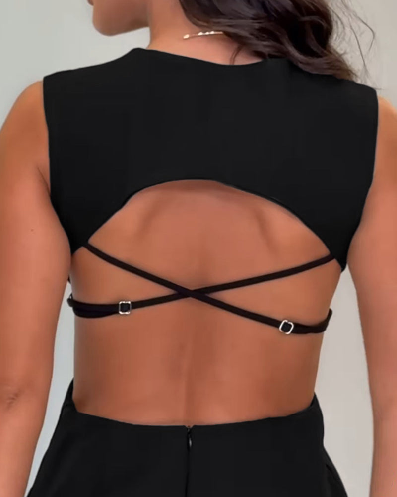 Square Neck Sleeveless Sexy Backless Skirt - Image 12