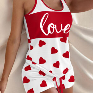 Love Heart Drawstring Pajamas Set