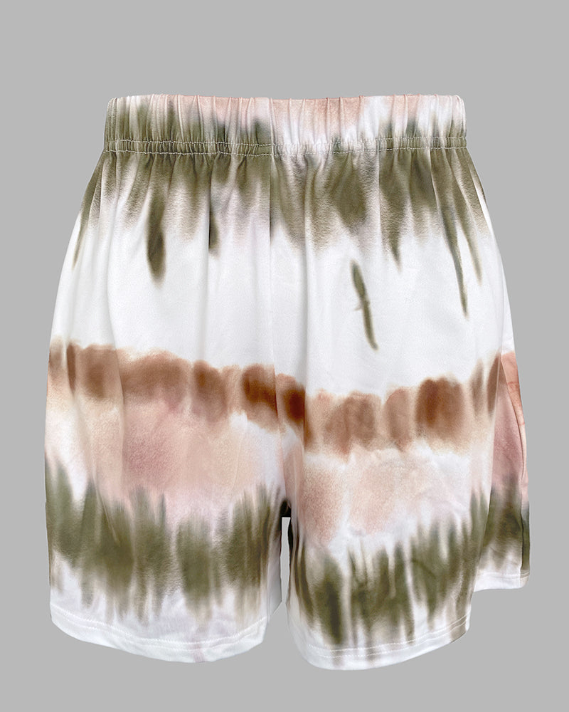 2 Pieces Outfit Graphic Pattern Short Sleeve Top and Casual Tie Dye Print Pants Set - Image 6