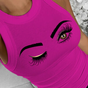 Eyelash Print Casual Tank Top