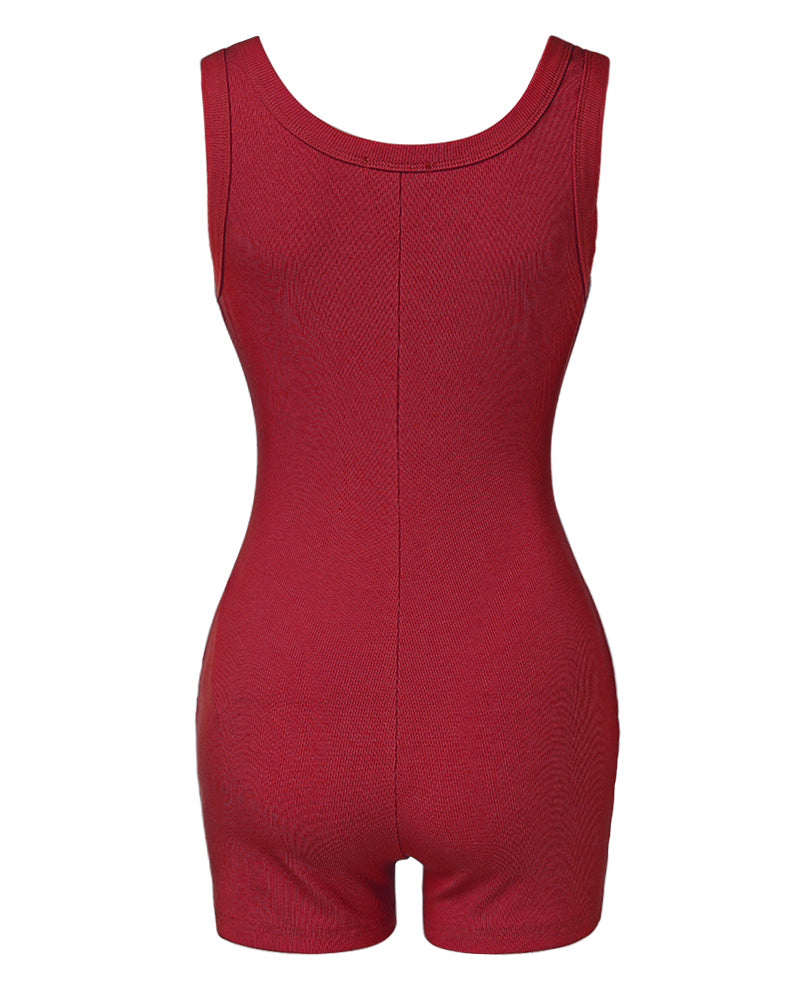 Ribbed U-Neck Yoga Romper Workout One Piece Seamless Tank Top Jumpsuit - Image 17