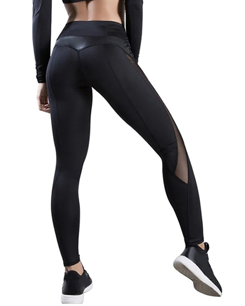 Sheer Mesh High Waist Tummy Control Butt Lift Elasticity Sporty Leggings Causal Active Pants - Image 2