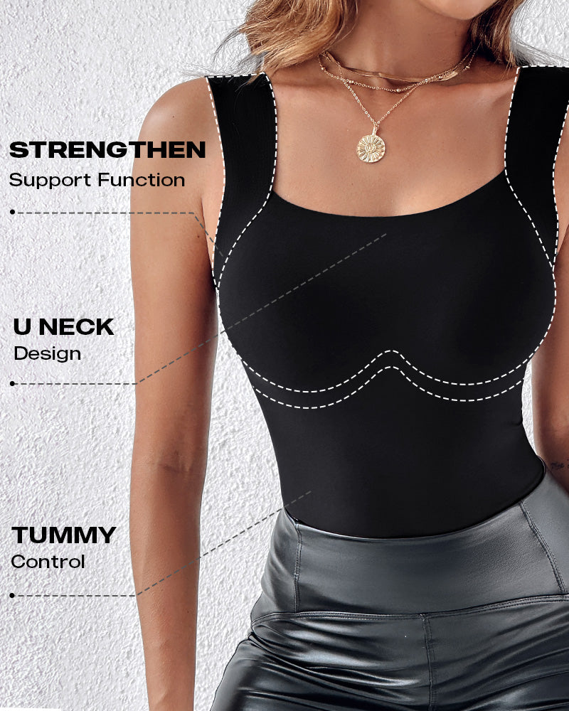 Chicme Contourx 2 Piece U Neck Shapewear Built In Bra Tank High Strechy Sleeveless Slim Fit Tops Camisole - Image 12