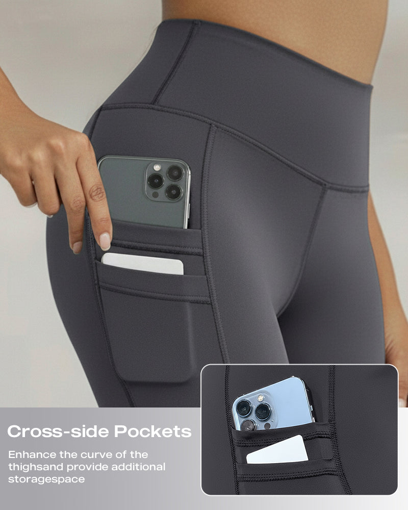Winter Warm High Waisted Workout Athletic Leggings Tummy Control Butt Lifting Ultra Soft Thermal Lined Yoga Pants Women's Sportswear with Stacked Slit Pockets On Side - Image 25