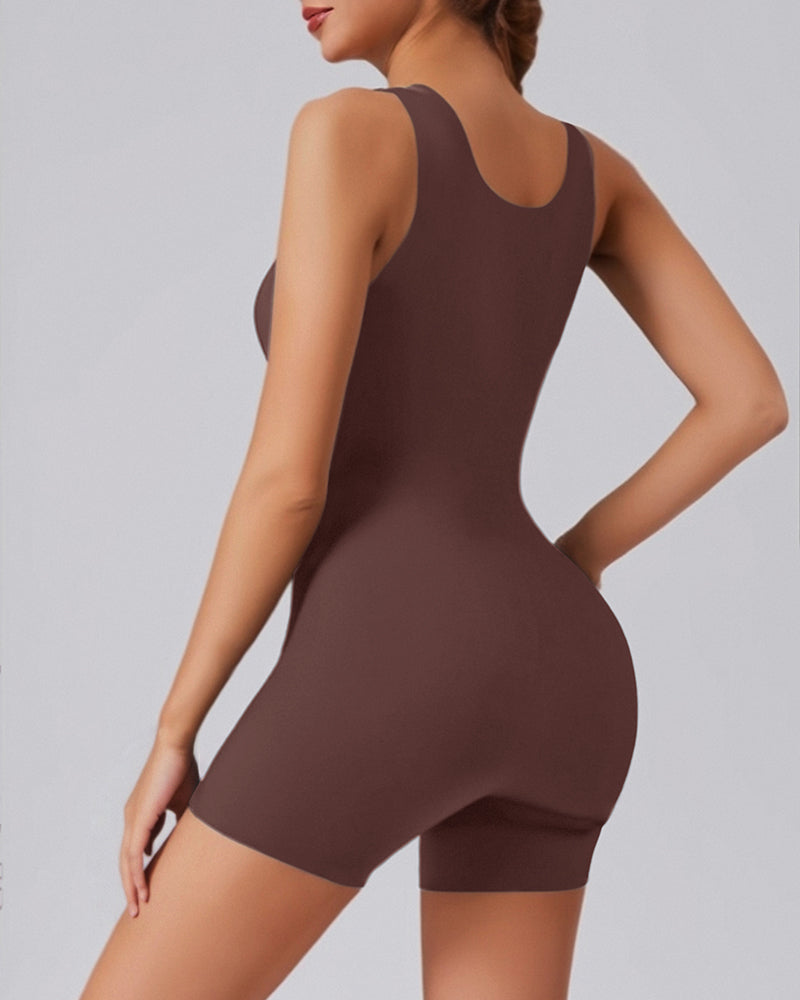 Seamless Square Neck Sleeveless Tank Top Tummy Control Bodysuit Romper - Image 15