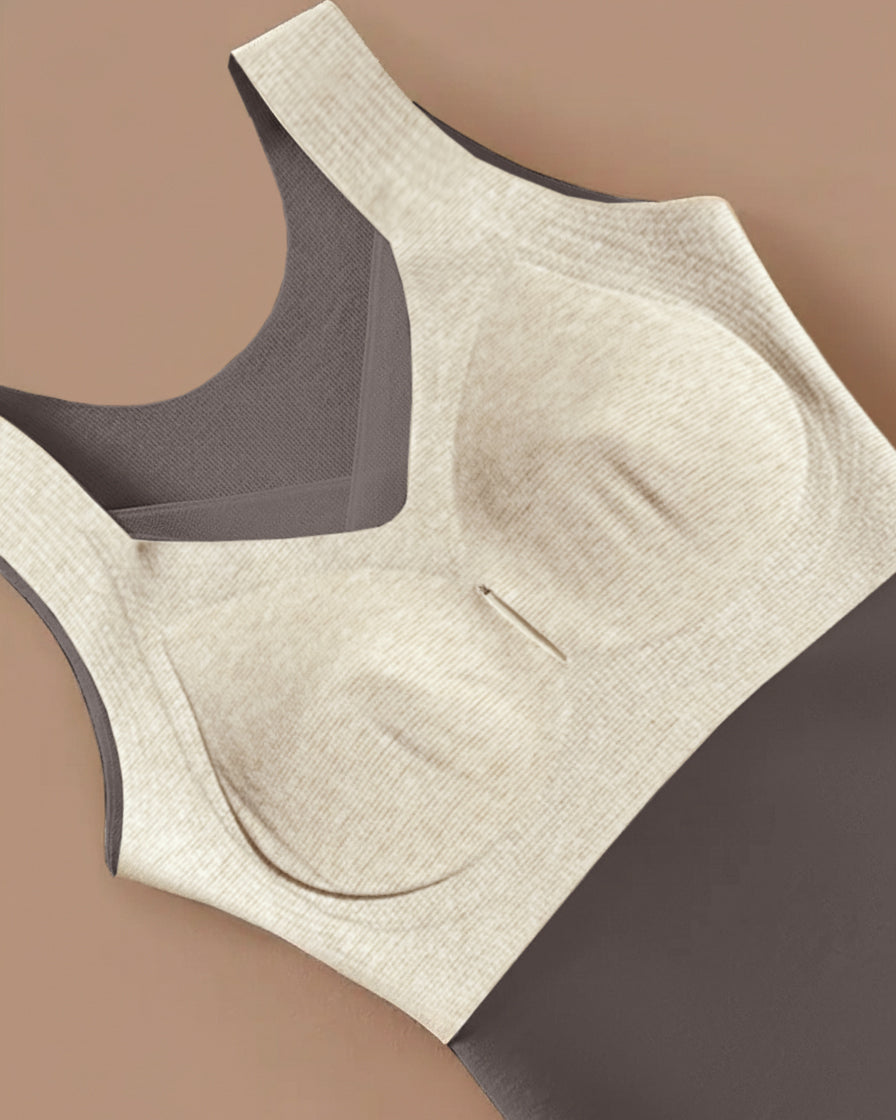 Sheer Mesh Spliced V Neck Sleeveless Built In Bra Tank Casual Warm Fleece Lined Slim Fit Top - Image 6