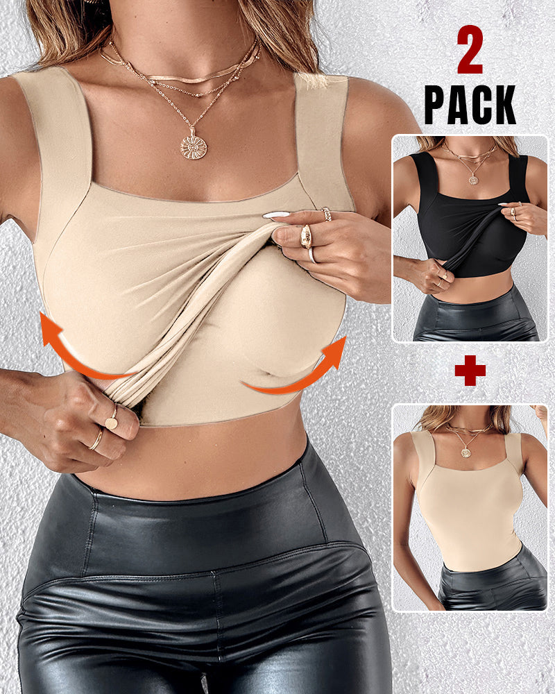 Chicme Contourx 2 Piece U Neck Shapewear Built In Bra Tank High Strechy Sleeveless Slim Fit Tops Camisole - Image 7