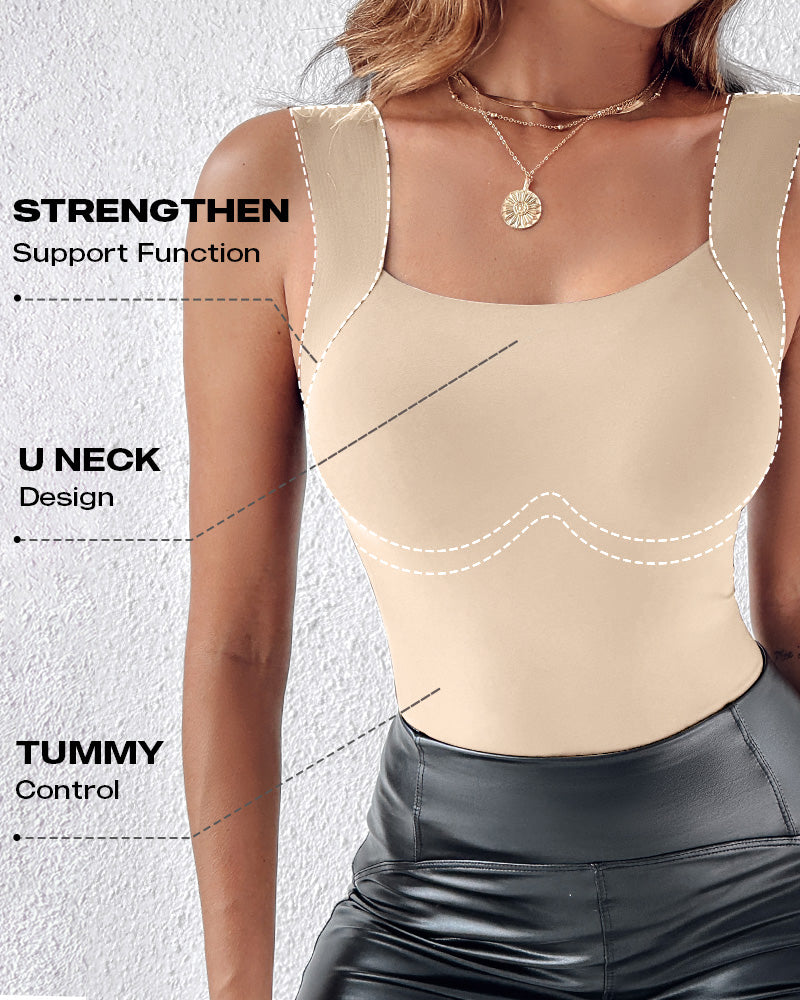 Chicme Contourx 2 Piece U Neck Shapewear Built In Bra Tank High Strechy Sleeveless Slim Fit Tops Camisole - Image 8