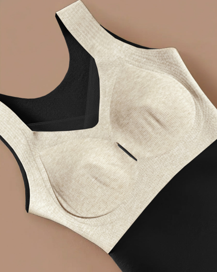 Sheer Mesh Spliced V Neck Sleeveless Built In Bra Tank Casual Warm Fleece Lined Slim Fit Top - Image 25