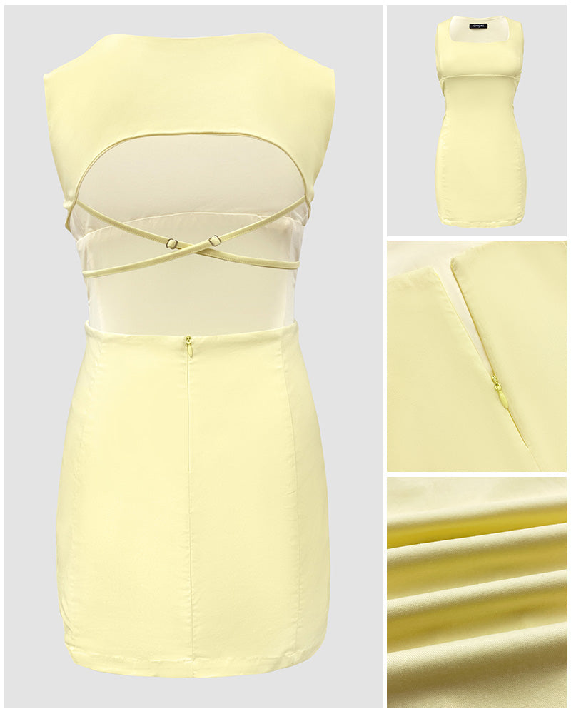 Square Neck Sleeveless Sexy Backless Skirt - Image 3