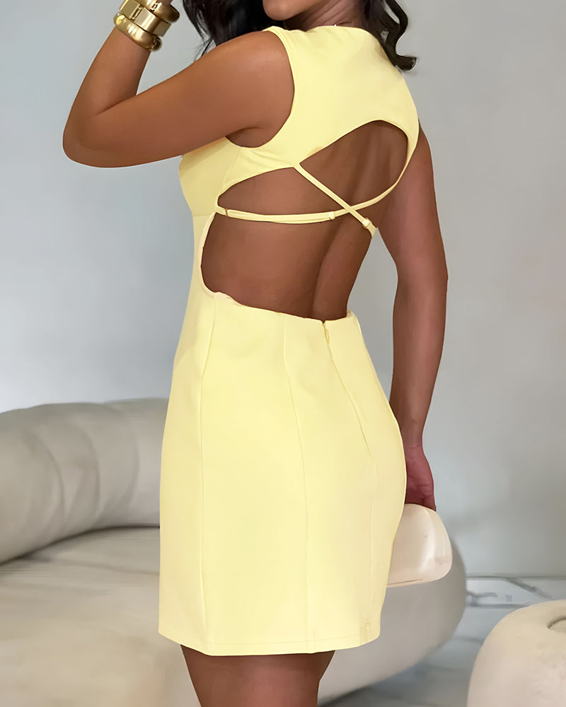 Square Neck Sleeveless Sexy Backless Skirt - Image 8