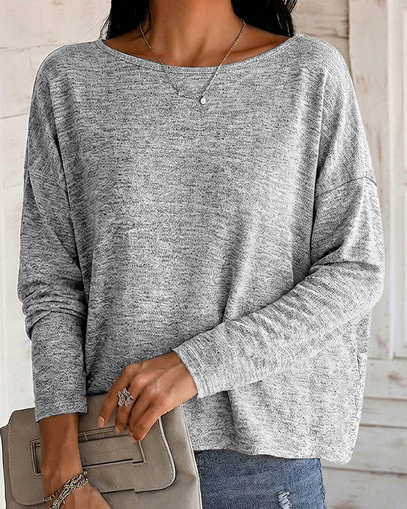 Women's Long Sleeve Knit Top Backless Twist Lace Panel Casual Tee - Image 4