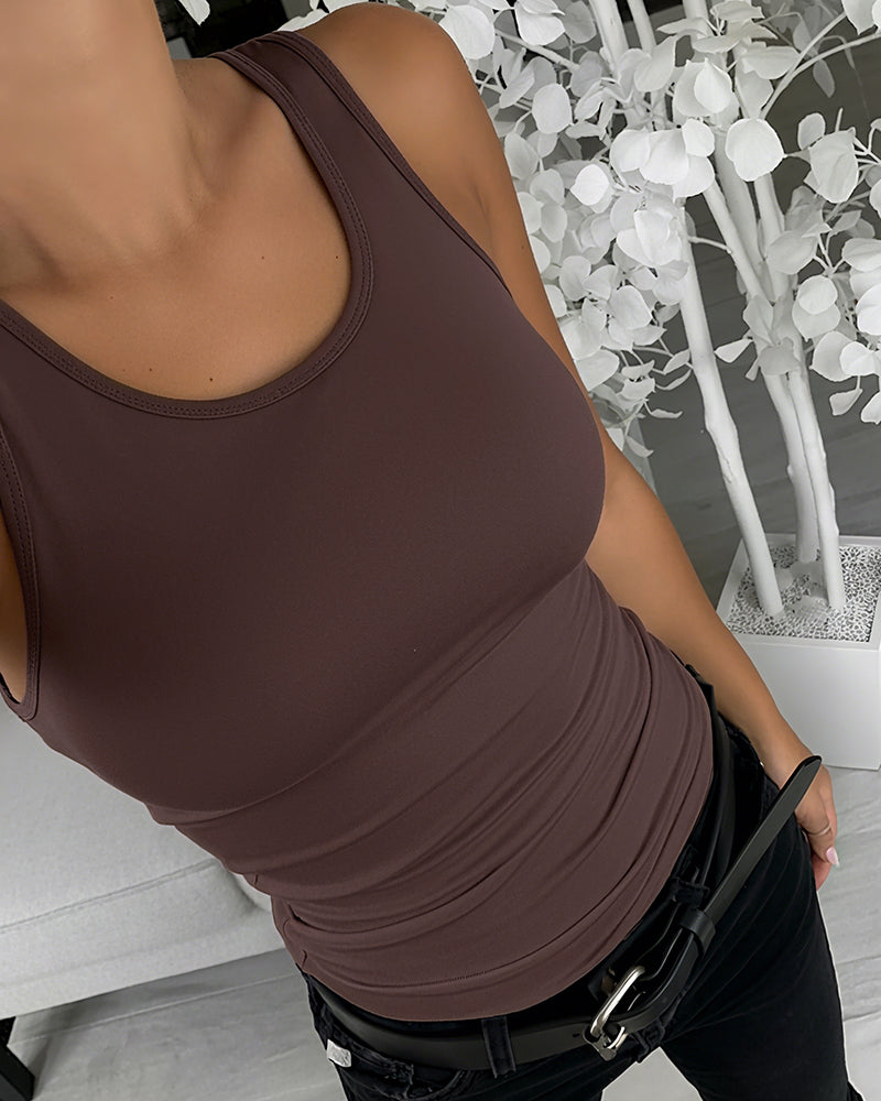 Women U-Neck Tummy Control Compression Tank Top Seamless Camisole Body Shaper Tanks for Women - Image 11