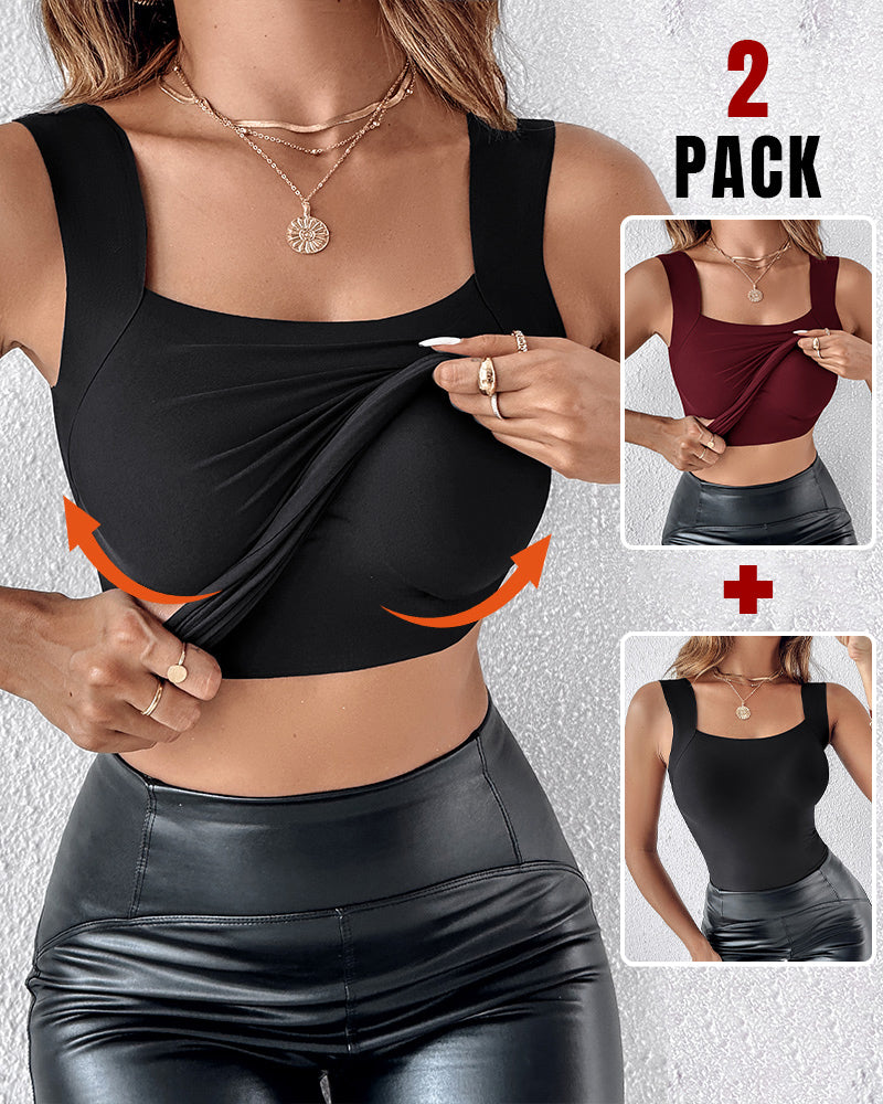 Chicme Contourx 2 Piece U Neck Shapewear Built In Bra Tank High Strechy Sleeveless Slim Fit Tops Camisole - Image 22