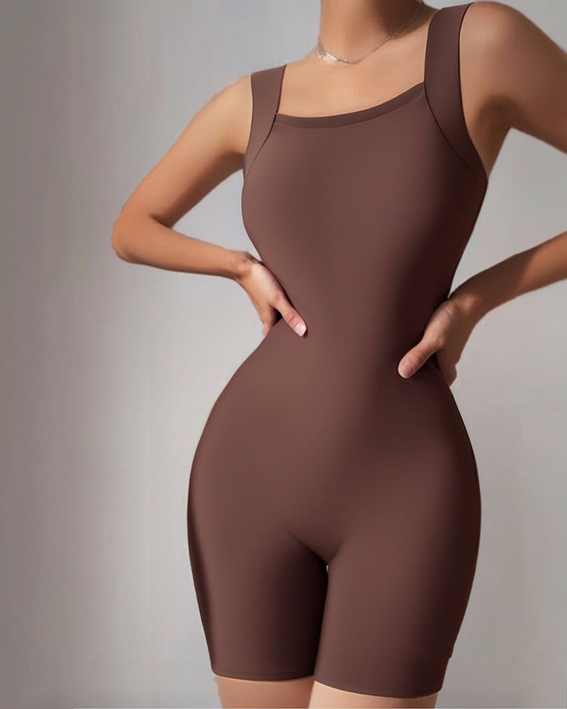 Seamless Square Neck Sleeveless Tank Top Tummy Control Bodysuit Romper - Image 17