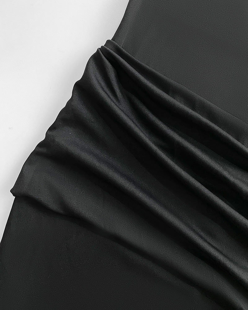 Sexy Square Neck Thick Strap Backless Slit Dress - Image 7