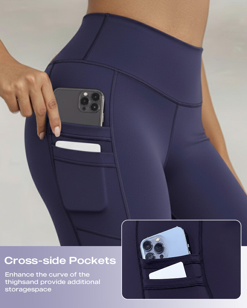 Winter Warm High Waisted Workout Athletic Leggings Tummy Control Butt Lifting Ultra Soft Thermal Lined Yoga Pants Women's Sportswear with Stacked Slit Pockets On Side - Image 12