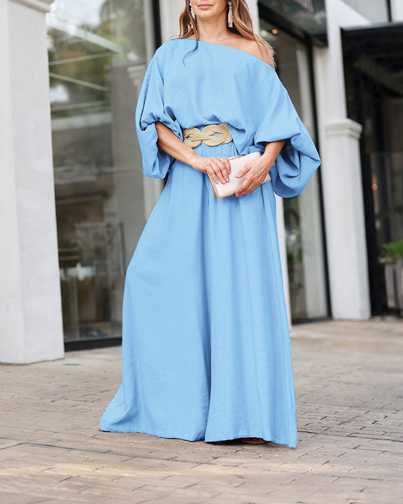 2 Pieces Outfit Turn-down Coll Long Sleeve Button Front Satin Shirt and Casual Vintage Floral Print Elastic Back Waist Wide Leg Pants Set without Belt - Image 14