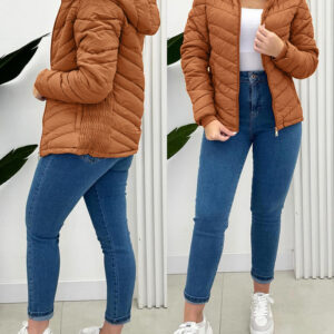 Zipper Pocket Design Shirred Fuzzy Trim Fleece Lined Hooded Puffer Jacket
