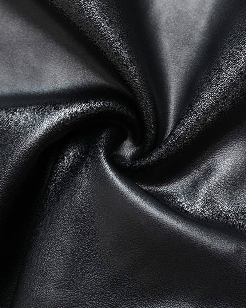 Chicme Curveease Pu Leather Leggings High Waist Curved Fleece Lined Tights Casual Pants - Image 6