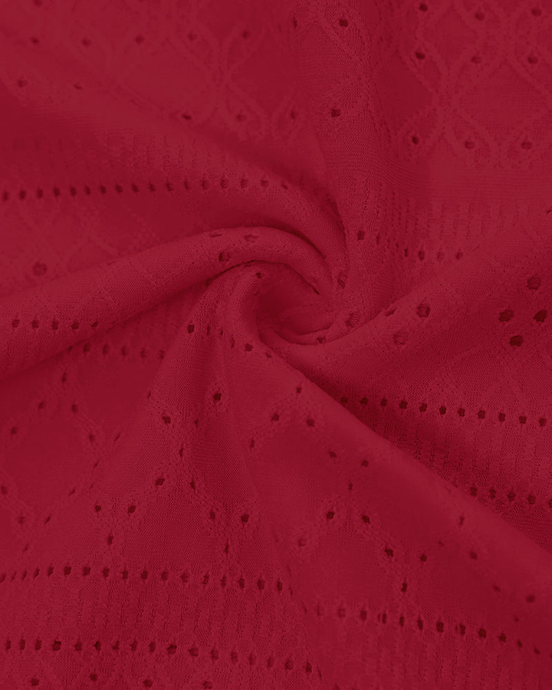 Sleeveless Ruched Cinched Waist Draped Bandeau Dress Eyelet Embroidery Slit Asymmetrical Hem Vacation Dress - Image 7