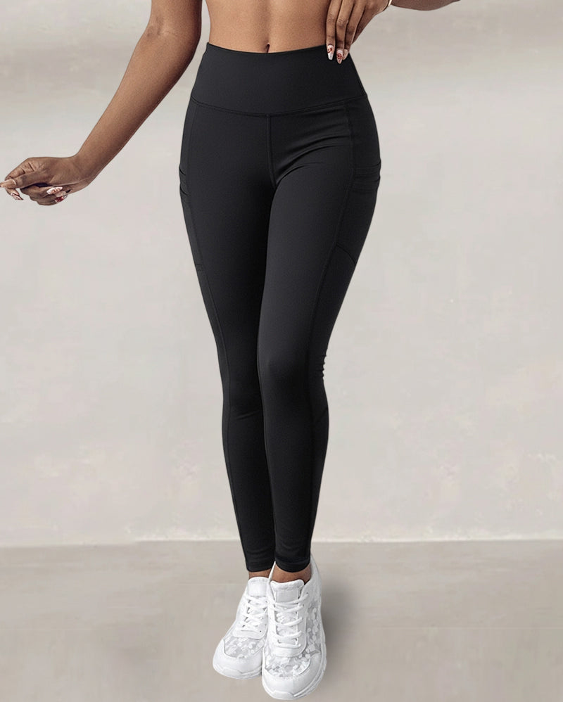 Winter Warm High Waisted Workout Athletic Leggings Tummy Control Butt Lifting Ultra Soft Thermal Lined Yoga Pants Women's Sportswear with Stacked Slit Pockets On Side - Image 4