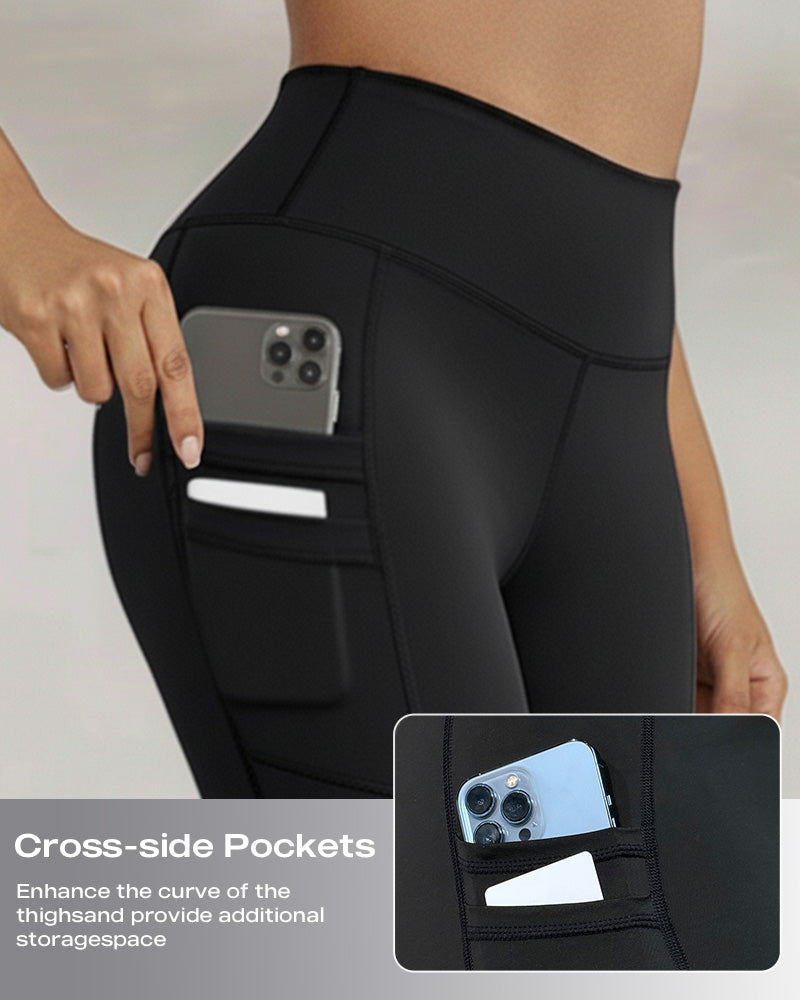 Winter Warm High Waisted Workout Athletic Leggings Tummy Control Butt Lifting Ultra Soft Thermal Lined Yoga Pants Women's Sportswear with Stacked Slit Pockets On Side - Image 5
